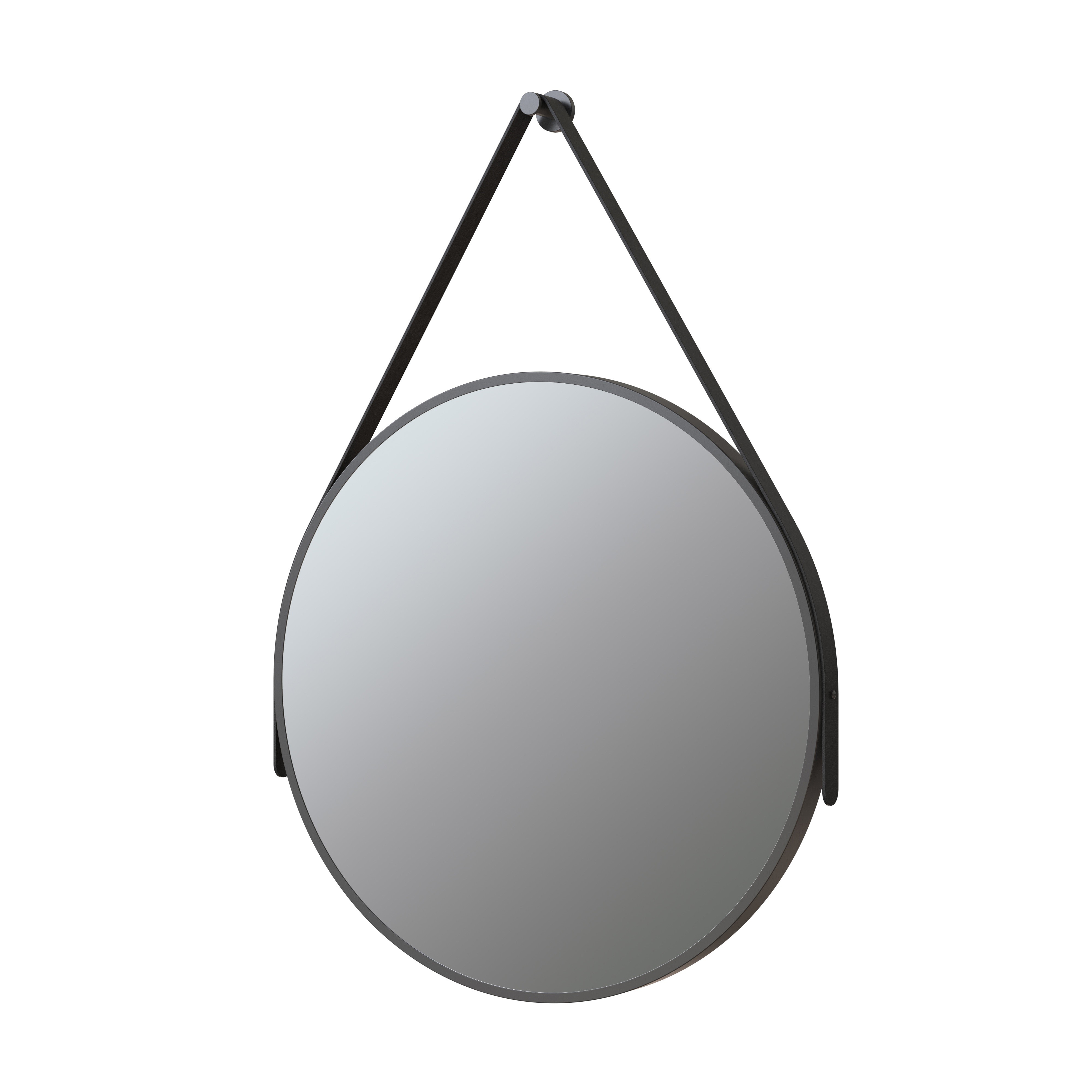 Mondove Round Mirror 600mm Matt Black [PLUM106271]