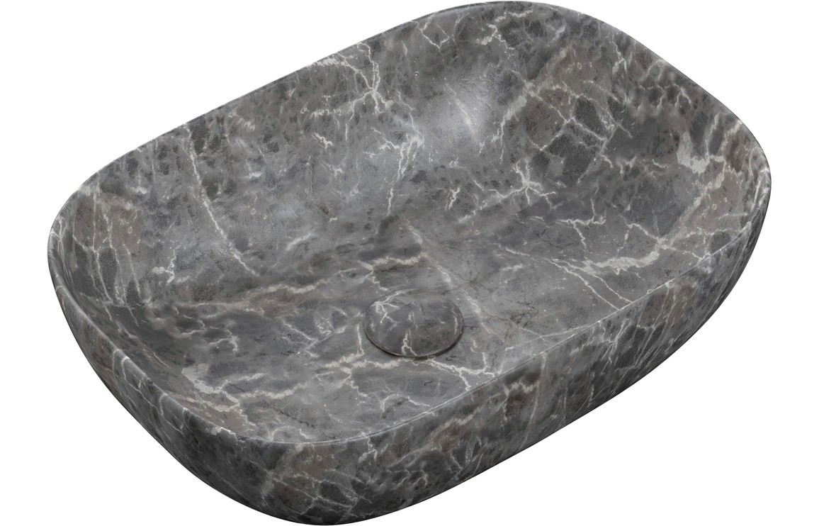 Otranto Ceramic Washbowl 460 x 330mm Grey Marble Effect [PLUM106866]