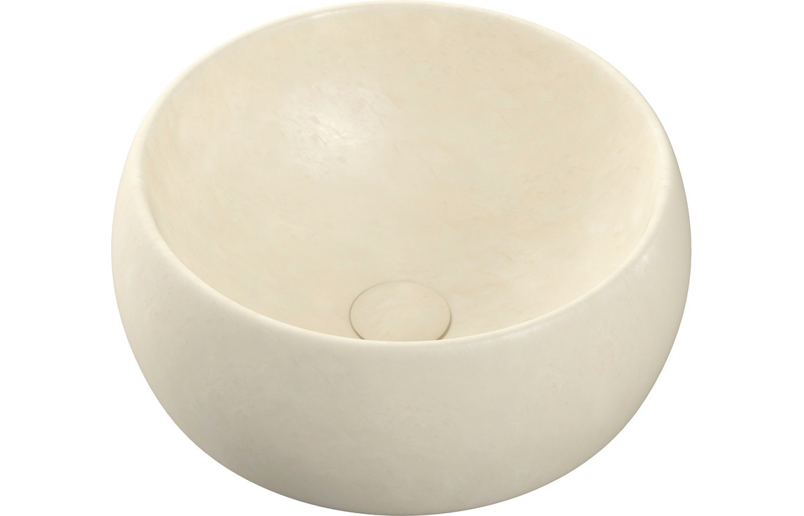 Rimini Ceramic Washbowl 400mm Stone Effect White [PLUM106868]