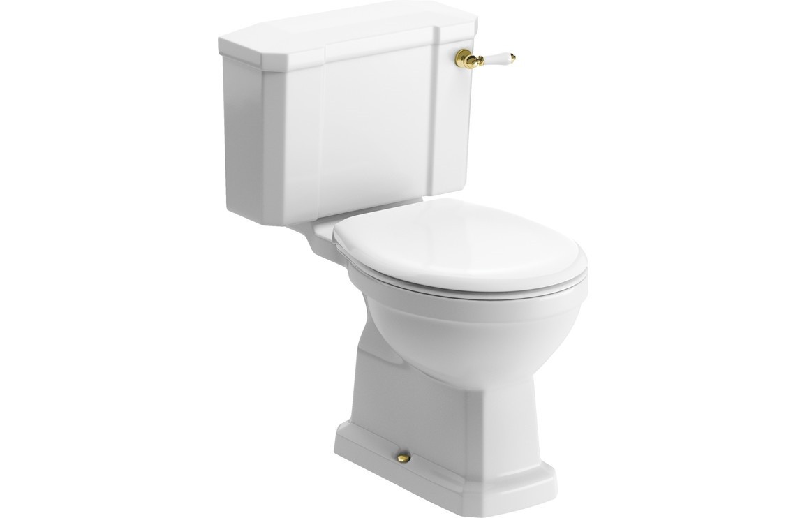 Salerno Close Coupled WC Pan Cistern & Satin White Wood Seat [PLUM1899]