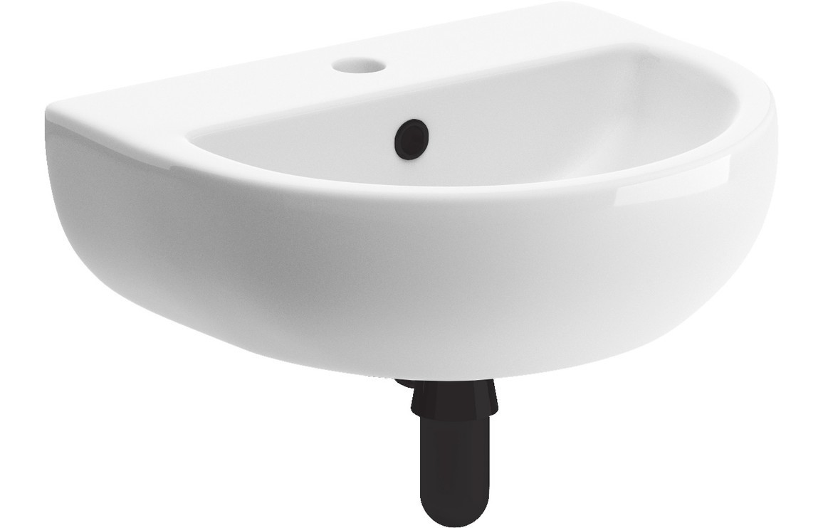 Tortona 450mm Cloakroom Basin & Matt Black Bottle Trap [PLUM106865]