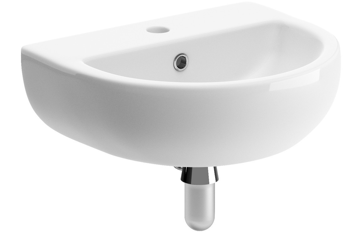 Tortona 450mm Cloakroom Basin & Chrome Bottle Trap [PLUM1828]