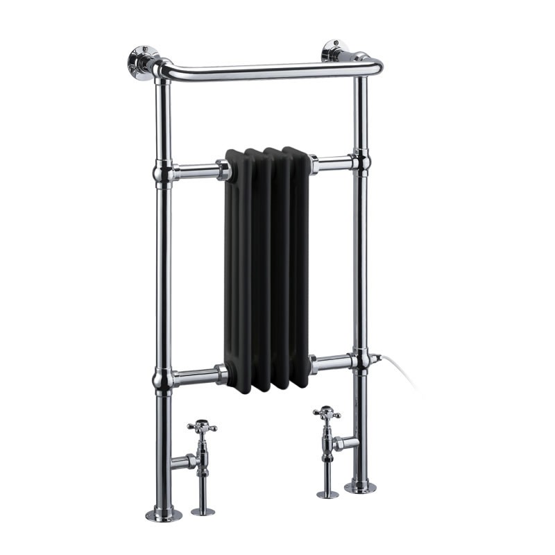 Burlington R2CHRBLA Bloomsbury Towel Radiator 950 x 497mm 1518btu/356w Chrome & Matt Black