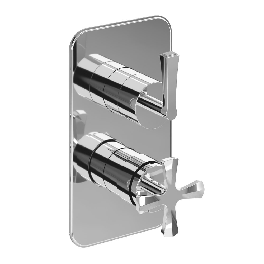 Burlington RIV2CHR Riviera 1000 Shower Valve Face Plate & Handles for Concealed Shower Valve Chrome (Shower Valve NOT Included)