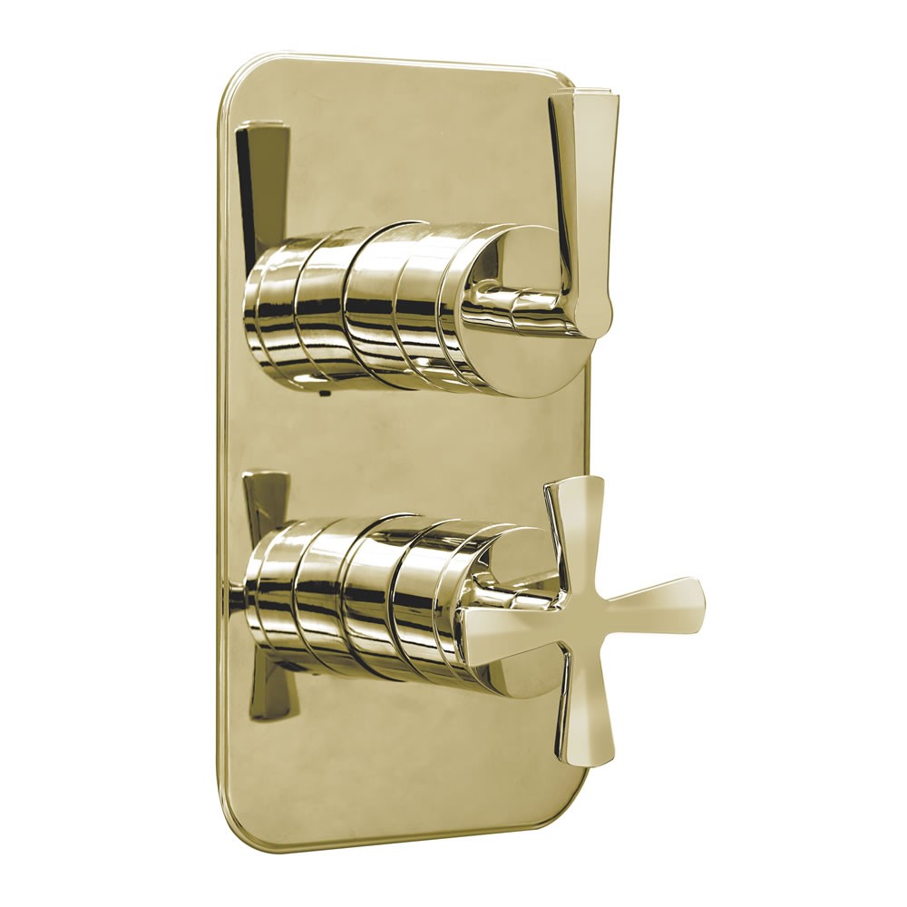 Burlington RIV3GOLD Riviera 1500 Shower Valve Face Plate & Handles Gold for Concealed Shower Valve with Diverter (Shower Valve NOT Included)