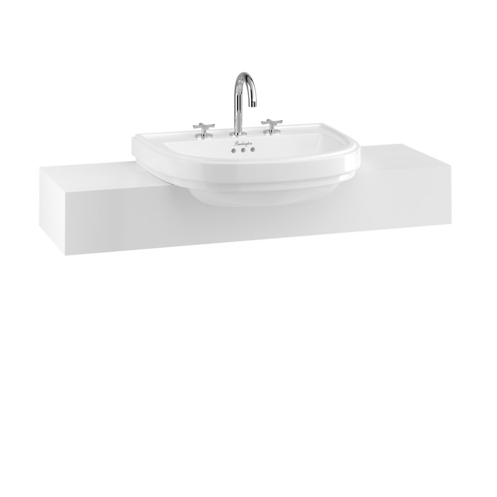 Burlington RIV52TH Riviera Semi-Inset Basin 580 x 470mm 2 Tapholes White (Work Surface & Brassware NOT Included)