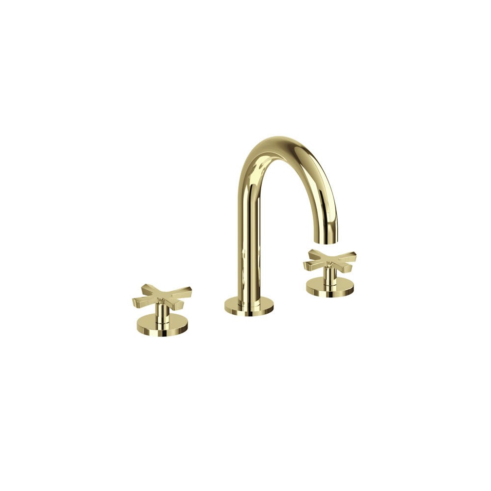 Burlington RIV6GOLD Riviera Deck Mounted Basin Mixer 3 Tapholes Gold