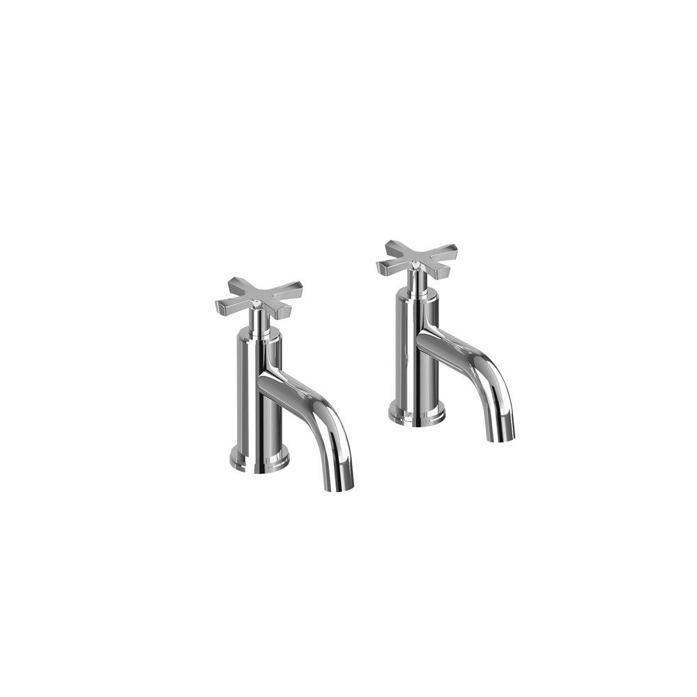 Burlington RIV7CHR Riviera Basin Pillars Taps 2 Tapholes Chrome