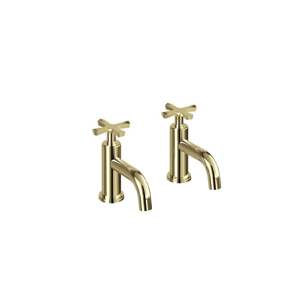 Burlington RIV7GOLD Riviera Basin Pillars Taps 2 Tapholes Gold