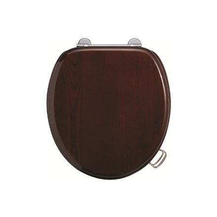 Burlington S17 Soft Close Wooden Toilet Seat & Cover Mahogany with Chrome Hinges