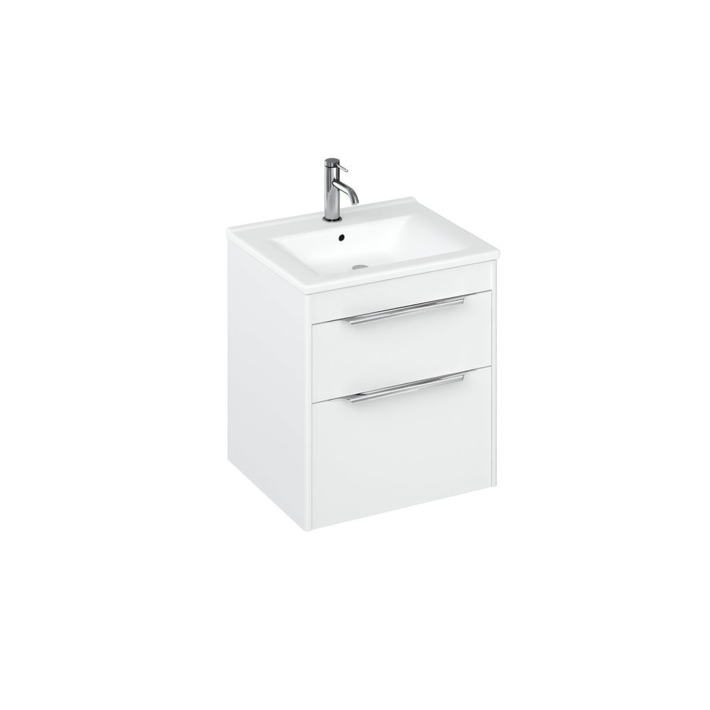 Britton S55DDW Shoreditch 550mm Wall Mounted Vanity Unit with Double Drawer Matt White (Basin & Brassware NOT Included)