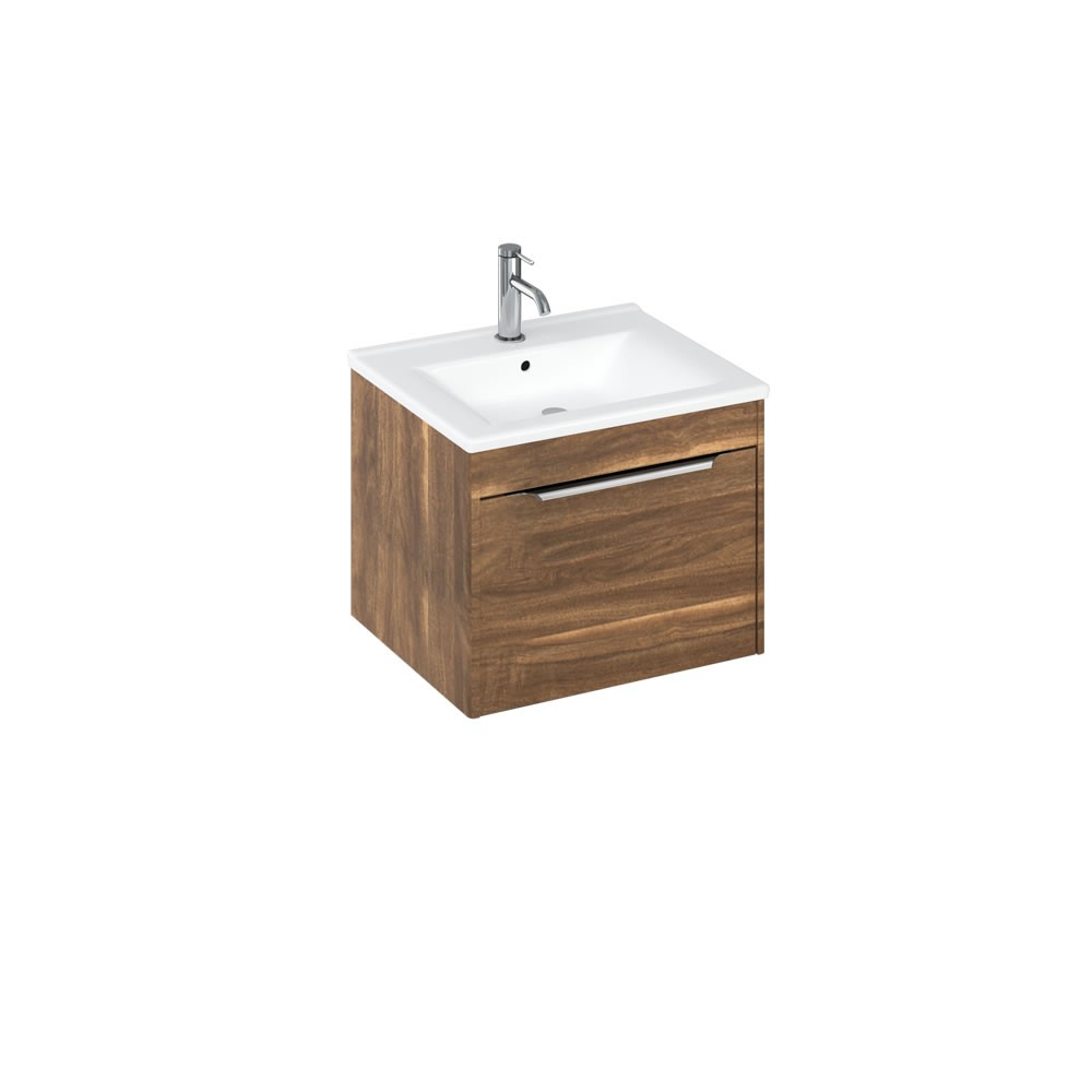 Britton S55SDC Shoreditch 550mm Wall Mounted Vanity Unit with Single Drawer Caramel (Basin & Brassware NOT Included)