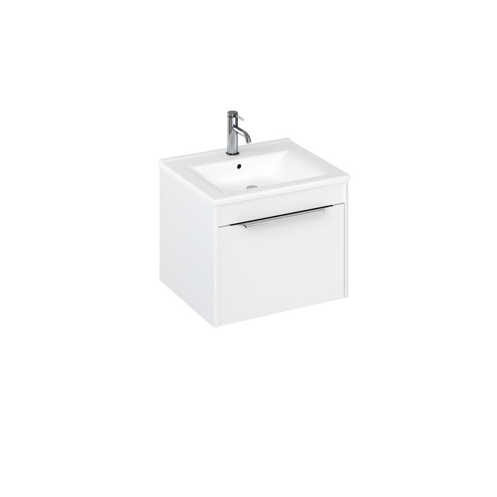 Britton S55SDW Shoreditch 550mm Wall Mounted Vanity Unit with Single Drawer Matt White (Basin & Brassware NOT Included)