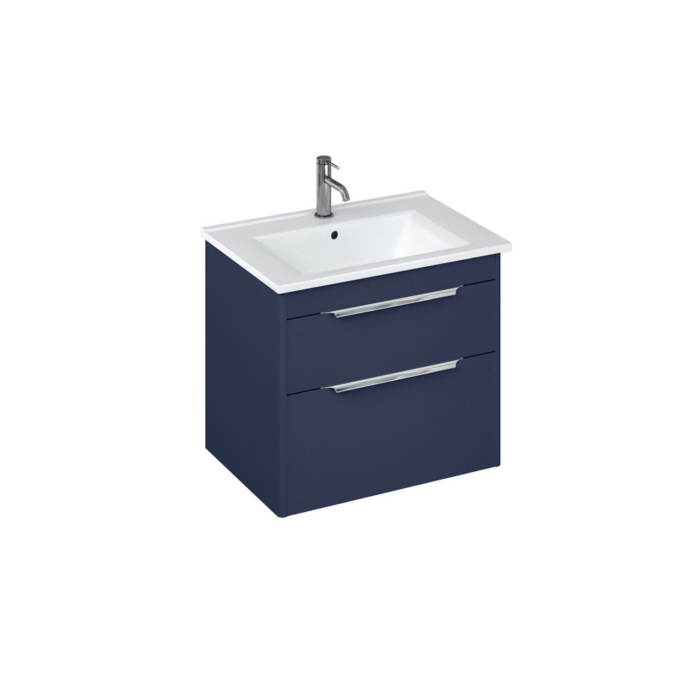 Britton S65DDB Shoreditch 650mm Wall Mounted Vanity Unit with Double Drawer Matt Blue (Basin & Brassware NOT Included)