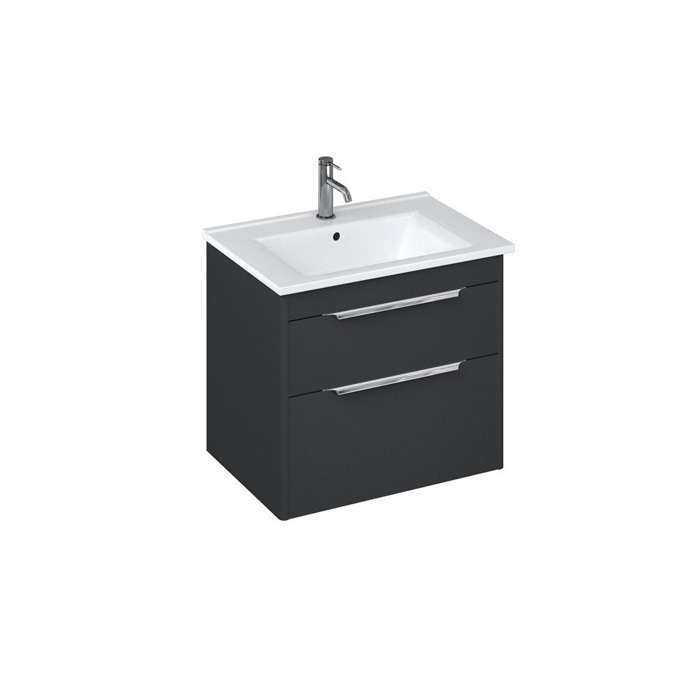 Britton S65DDG Shoreditch 650mm Wall Mounted Vanity Unit with Double Drawer Matt Grey (Basin & Brassware NOT Included)