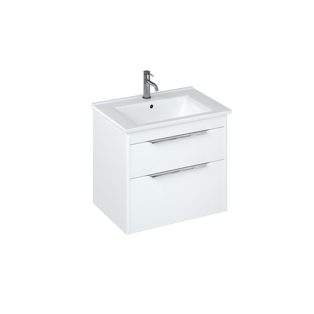 Britton S65DDW Shoreditch 650mm Wall Mounted Vanity Unit with Double Drawer Matt White (Basin & Brassware NOT Included)