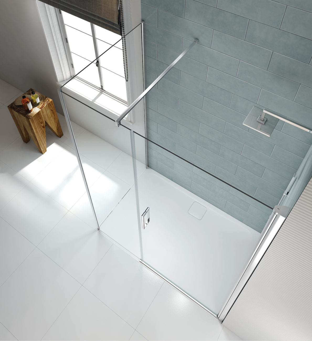 MERLYN S8FSP80IN Series 8 Frameless Pivot Door & Inline Side Panel 800mm