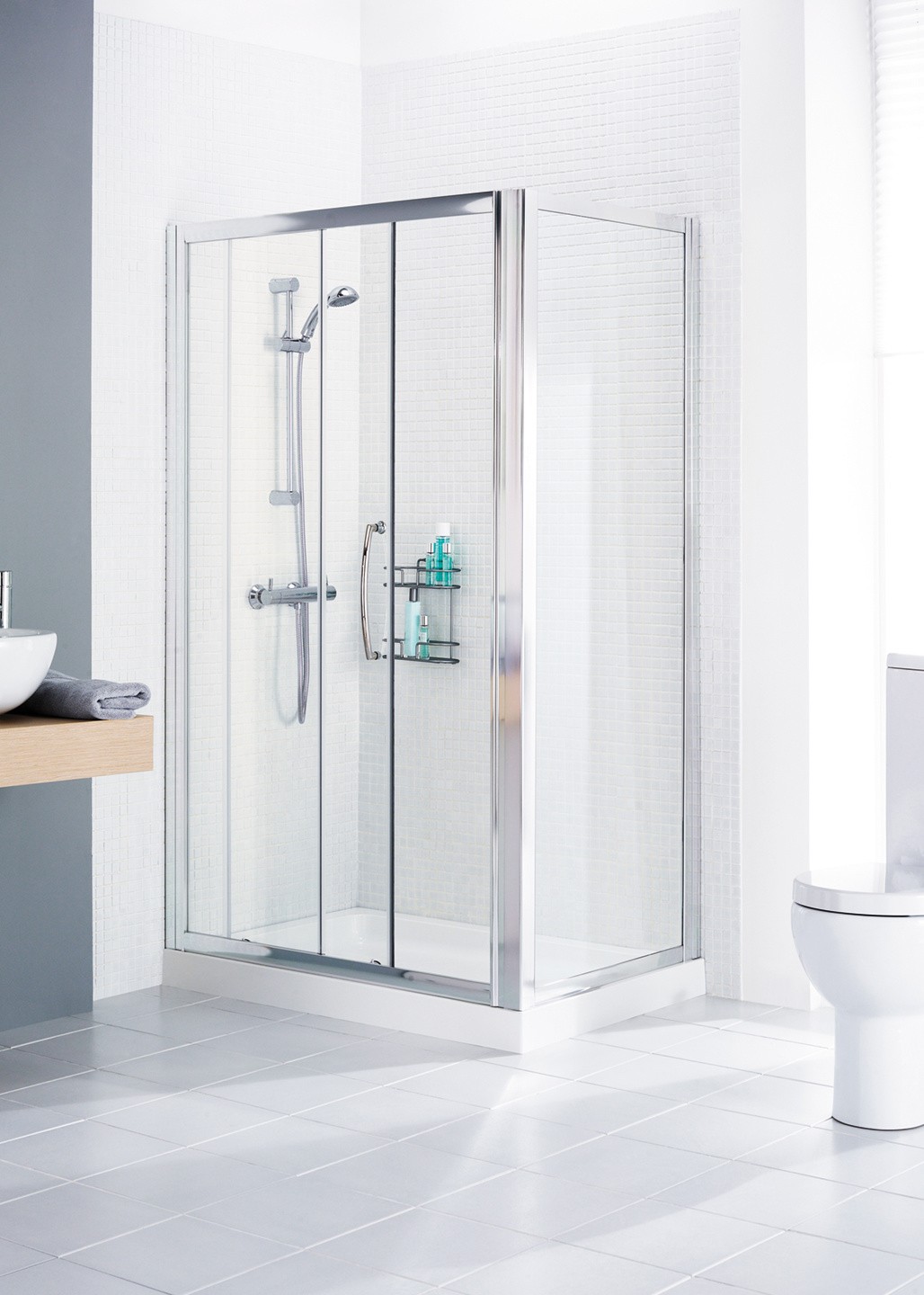 Lakes LK1SP070S Classic 6mm Framed Side Panel 700x1850mm Polished Silver Frame (Shower Doors NOT Included)