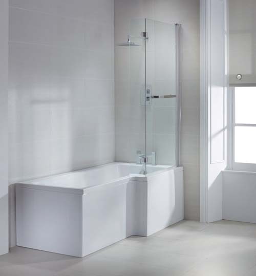Sommer SOB54 L Shaped Shower Bath Screeen 1470 x 850 x 170mm with Towel Rail - Chrome