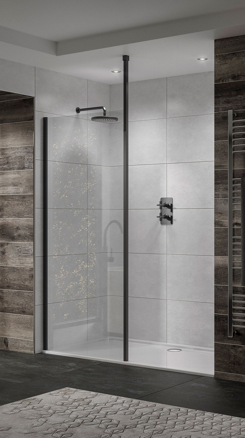 Sommer Wetrooms Glass Panel 1100mm (1060-1080mm) - Matt Black [SOWBK11]