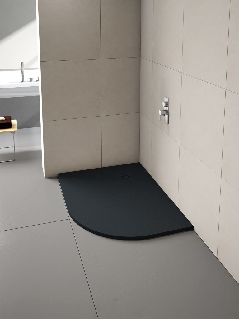 Merlyn Truestone Right Hand Offset Quadrant Shower Tray 1200x900mm Slate Matt Black [T129HGR]