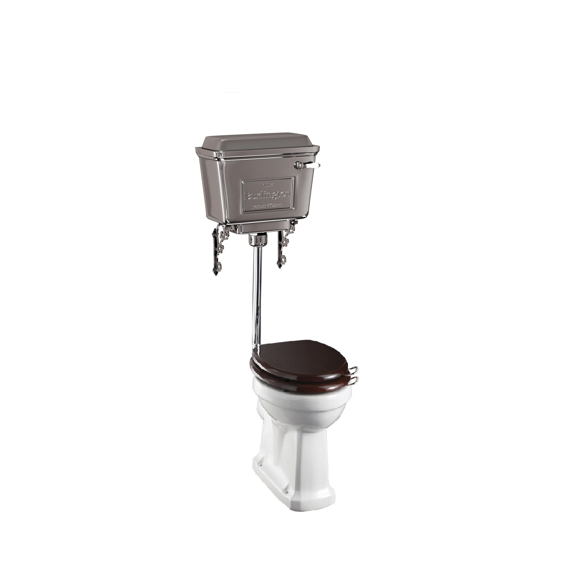Burlington T71CHR Chrome Aluminium Medium/Low Level Cistern with Lever (WC Pan Flush Kit & Toilet Seat NOT Included)