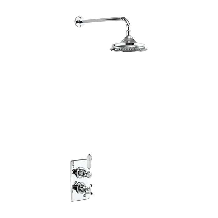 Burlington TF1S Trent Thermostatic Concealed Single Outlet Shower Valve with Fixed Shower Arm Chrome/White (Shower Head NOT Included)