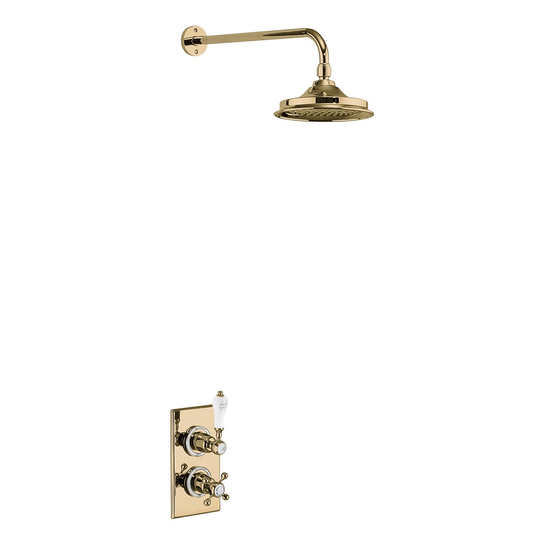Burlington TF1SGOLD Trent Thermostatic Concealed Single Outlet Shower Valve with Fixed Shower Arm Gold/White (Shower Head NOT Included)