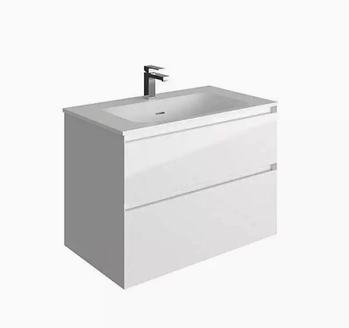Tissino Mozzano Wall Mounted Basin Unit with 2 Drawers 500mm Gloss White (Basin NOT Included) [TMZ-103-WH]