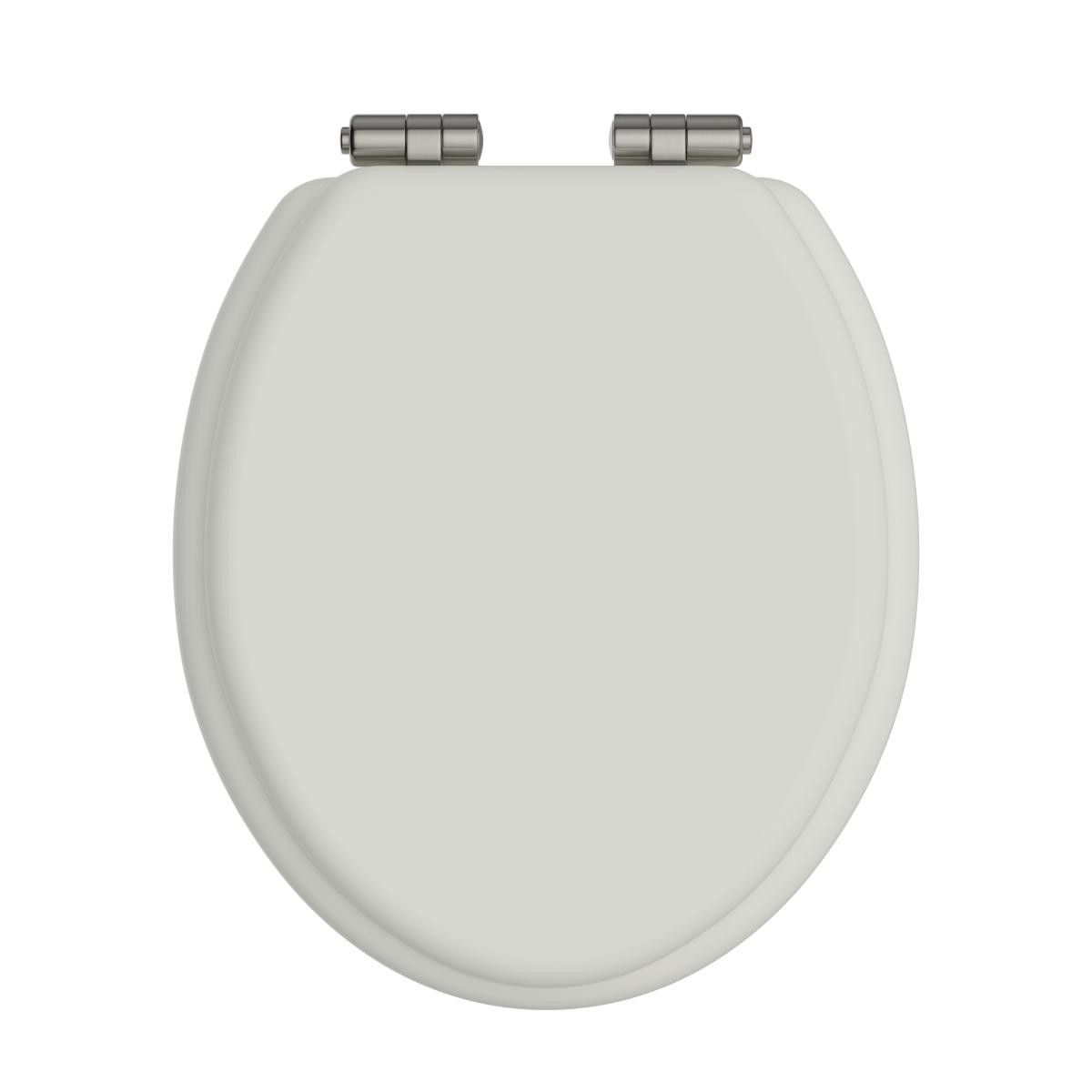 Heritage Toilet Seat Soft Close Brushed Nickel Hinges - Chantilly