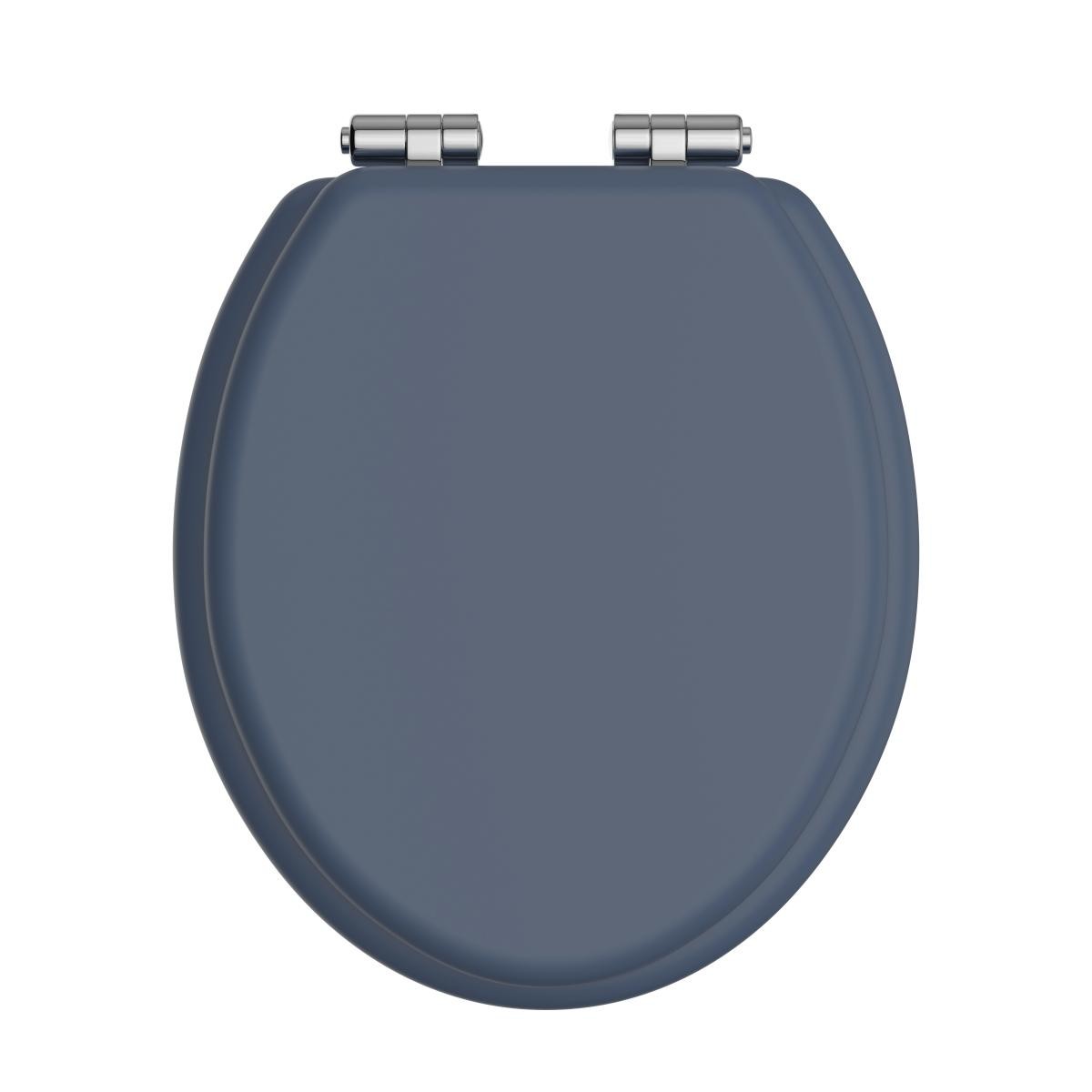 Heritage Toilet Seat Soft Close Chrome Hinges - Maritime Blue