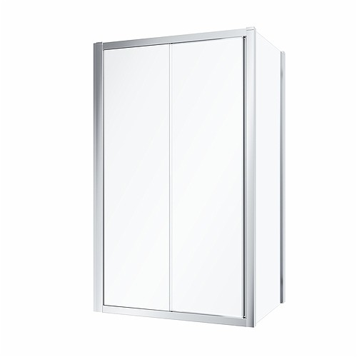 Twyford BJ560.153.00.2 Geo Siding Shower Door 1200mm for Alcove or Corner Fitting 6mm Glass Silver Frame