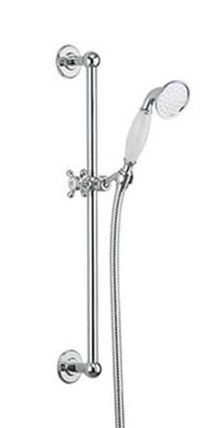 Burlington V70 Traditional Handspray Kit with Wall Bracket Chrome with White Handle