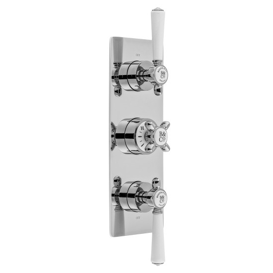 Booth & Co by Vado BC-AXB-128/3-CP Concealed Thermostatic Valve 3 Outlets 3 Handles Chrome
