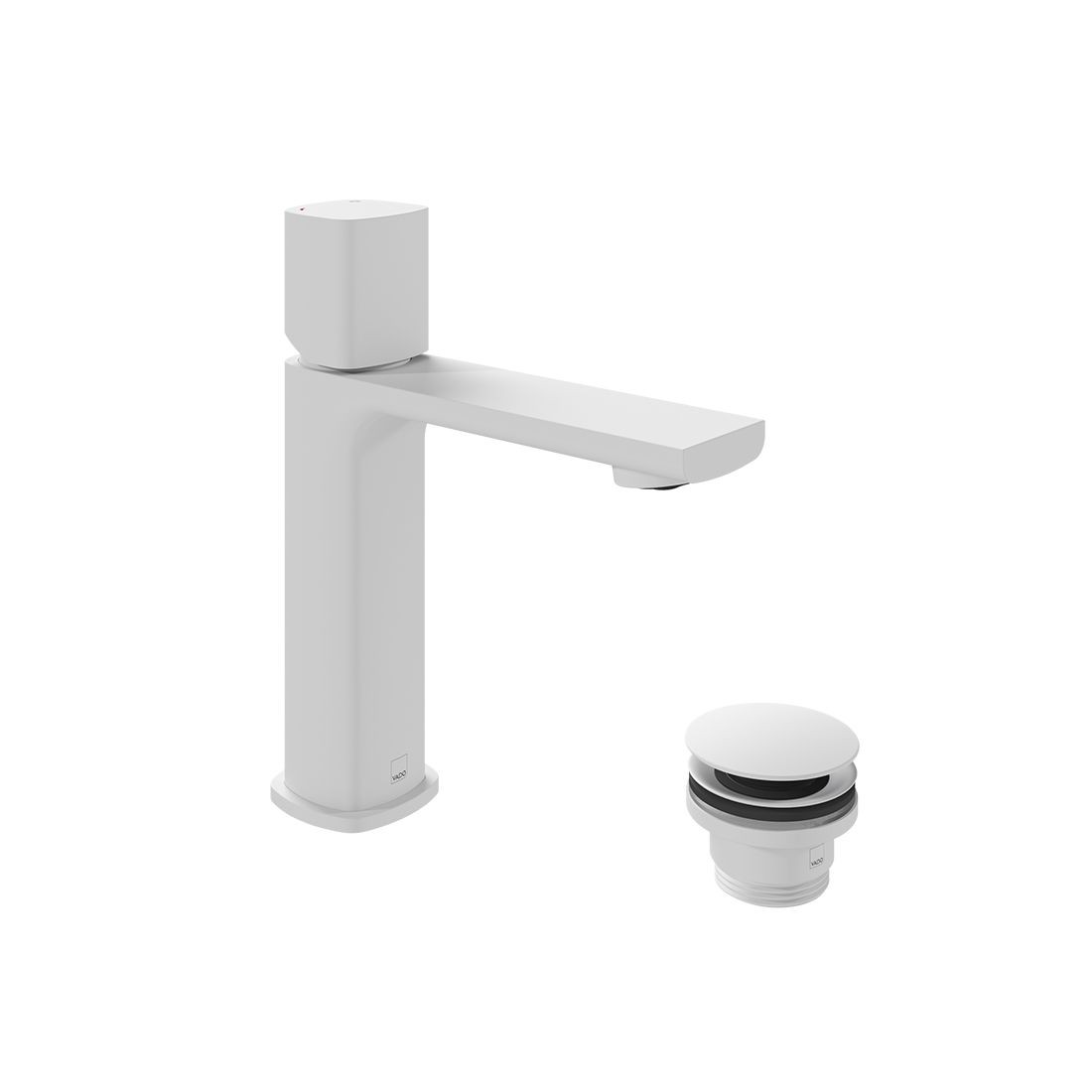 Cameo by Vado Leverless Mono Basin Mixer Tap for Low Pressure System (Single Taphole) with Waste Matt White [CAM-100/CC-LP-MW]