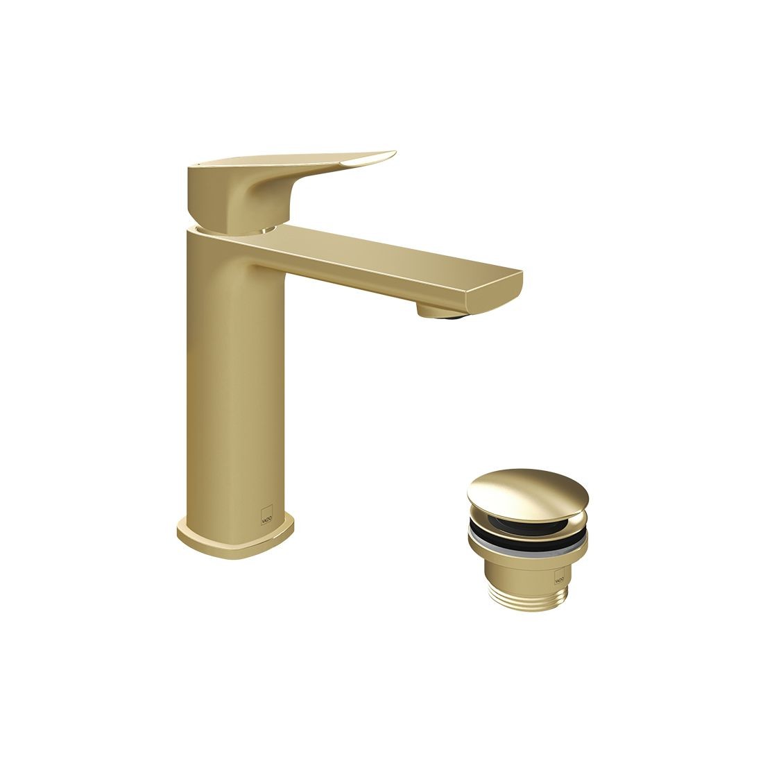 Cameo by Vado Mono Basin Mixer Tap for Low Pressure System (Single Taphole) with Waste Satin Brass [CAM-200/CC-LP-SBR]