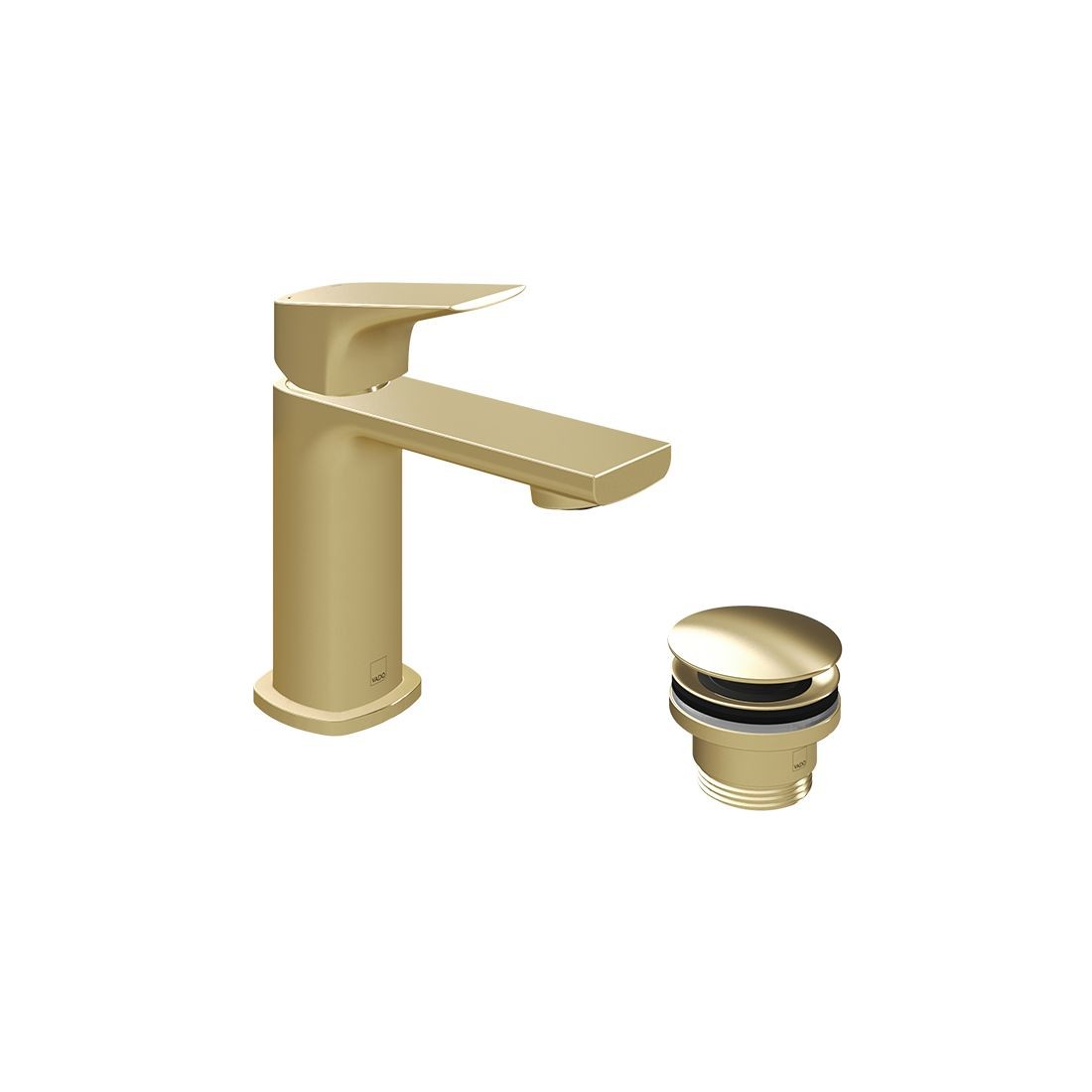 Cameo by Vado Mini Mono Basin Mixer Tap (Single Taphole) with Universal Waste Satin Brass [CAM-200M/CC-SBR]
