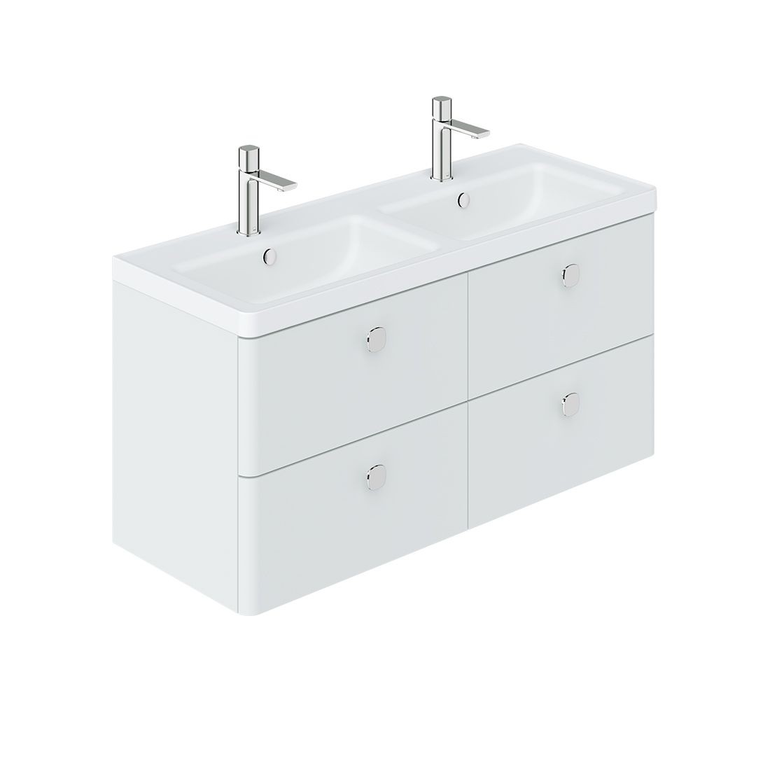 Cameo by Vado Double Basin Vanity Unit with 4 Drawers 1200mm Arctic White [CAM-F1200-AW]