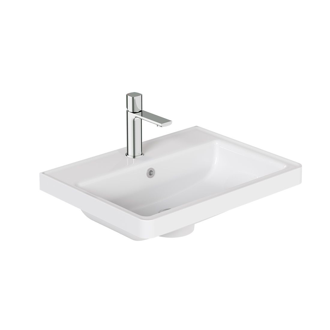 Cameo by Vado Vanity Basin 600mm (1 Taphole) Gloss White (Brassware NOT Included) [CAM-BC6-GW]