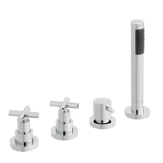 Vado Elements Deck Mounted Bath Shower Mixer Tap (4 Tapholes) Chrome (NO Spout) [ELW-135/NS-3/4-C/P]