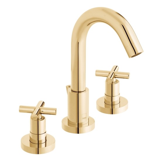 Individual by Vado Elements Deck Mounted Basin Mixer Tap with Pop-Up Waste (3 Tapholes) Bright Gold [IND-ELW101F-BG]