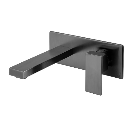 Individual by Vado Notion Wall Mounted Basin Mixer Tap with 200mm Spout Brushed Black [IND-NOT109FS/A-BLK]