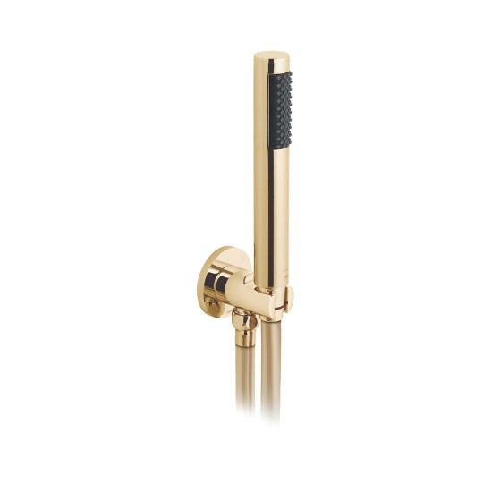 Individual by Vado Mini Shower Handset Kit with Hose Bracket & Integrated Outlet (Round) Bright Gold [IND-SFMKWO/RO-BG]
