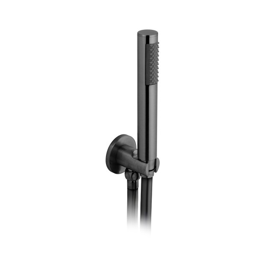 Individual by Vado Mini Shower Handset Kit with Hose Bracket & Integrated Outlet (Round) Brushed Black [IND-SFMKWO/RO-BLK]