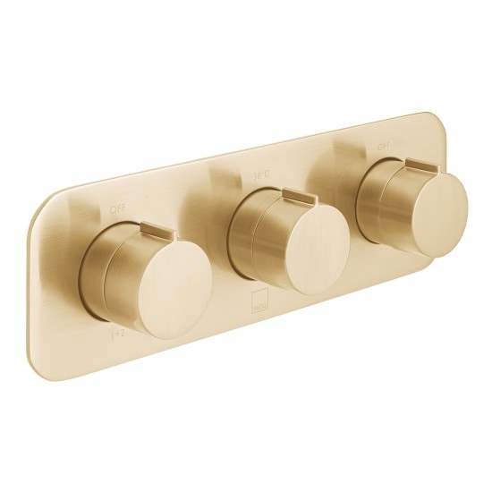 Individual by Vado Tablet Altitude Thermo Shower Valve 3 Outlets & 3 Handles (Horizontal) Brushed Gold [IND-T128/3-H-ALT-BRG]