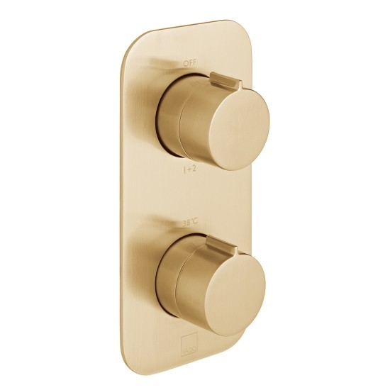 Individual by Vado Tablet Altitude Thermo Shower Valve 2 Outlets & 2 Handles (Vertical) Brushed Gold [IND-T148/2-ALT-BRG]