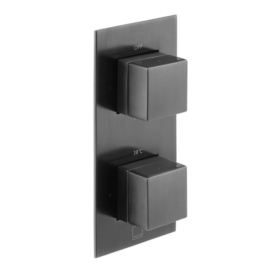 Individual by Vado Tablet Notion Thermo Shower Valve 2 Outlets & 2 Handles (Vertical) Brushed Black [IND-T148/2-NOT-BLK]
