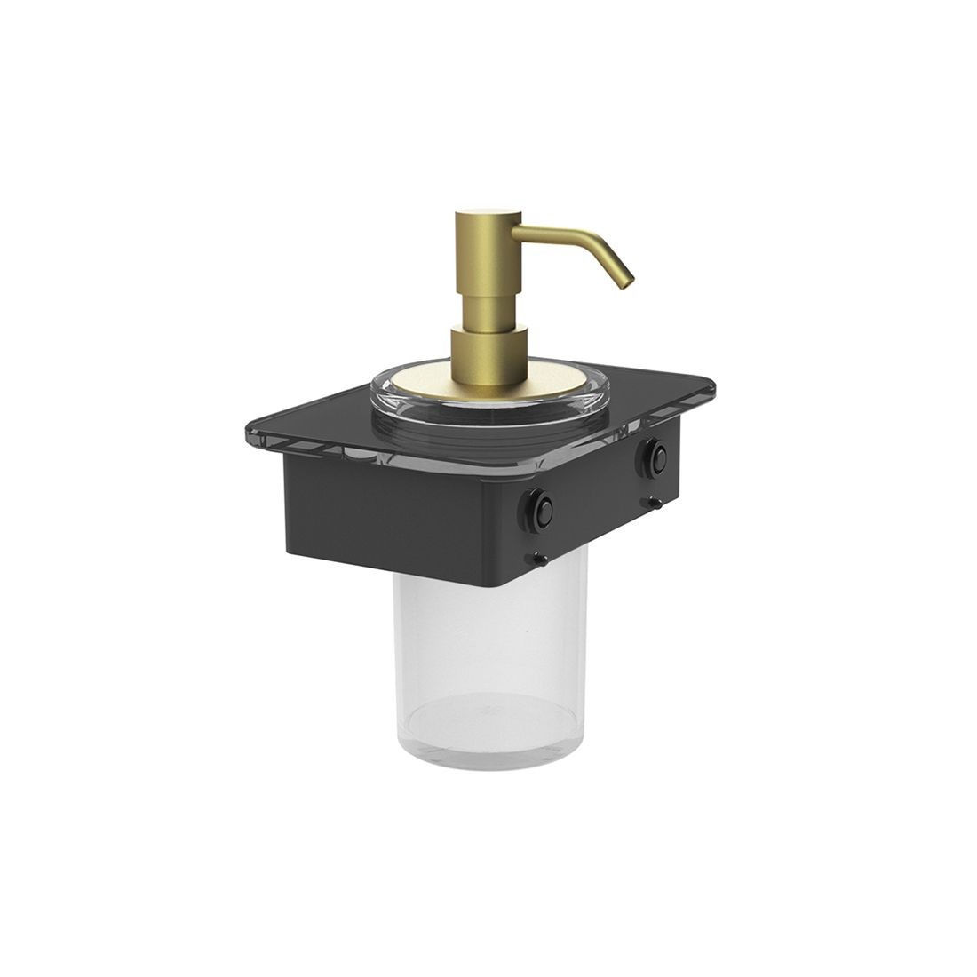 Vado Muse Soap Dispenser Satin Brass with Black Glass Shelf [MUS-082B-BLK-SBR] 
