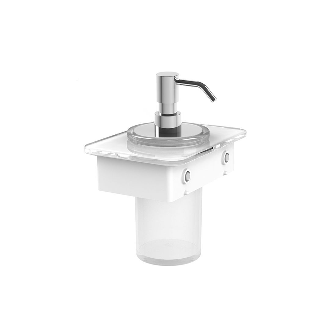 Vado Muse Soap Dispenser Chrome with White Glass Shelf [MUS-082B-WHT-CP] 
