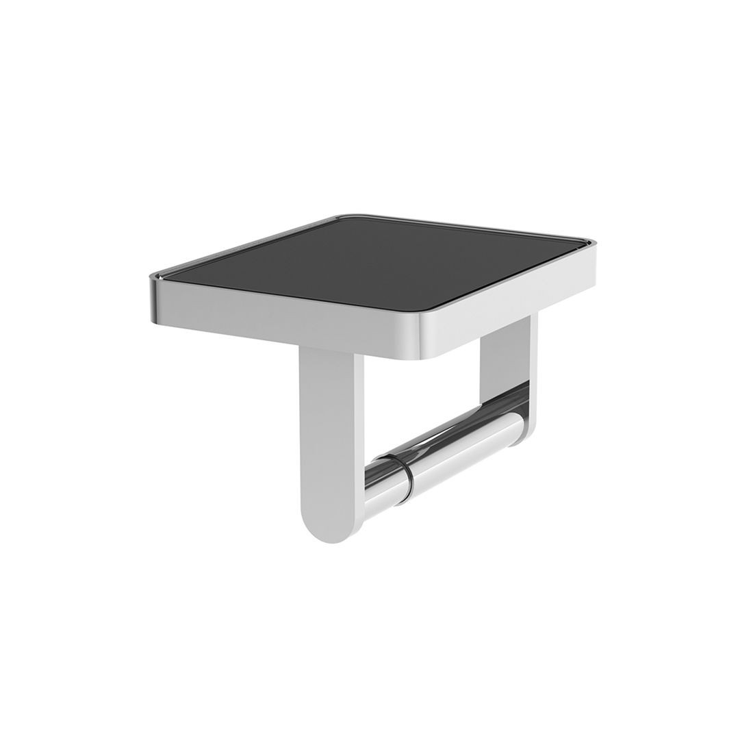 Vado Muse Toilet Roll Holder Chrome with Black Glass Insert [MUS-180-BLK-CP]